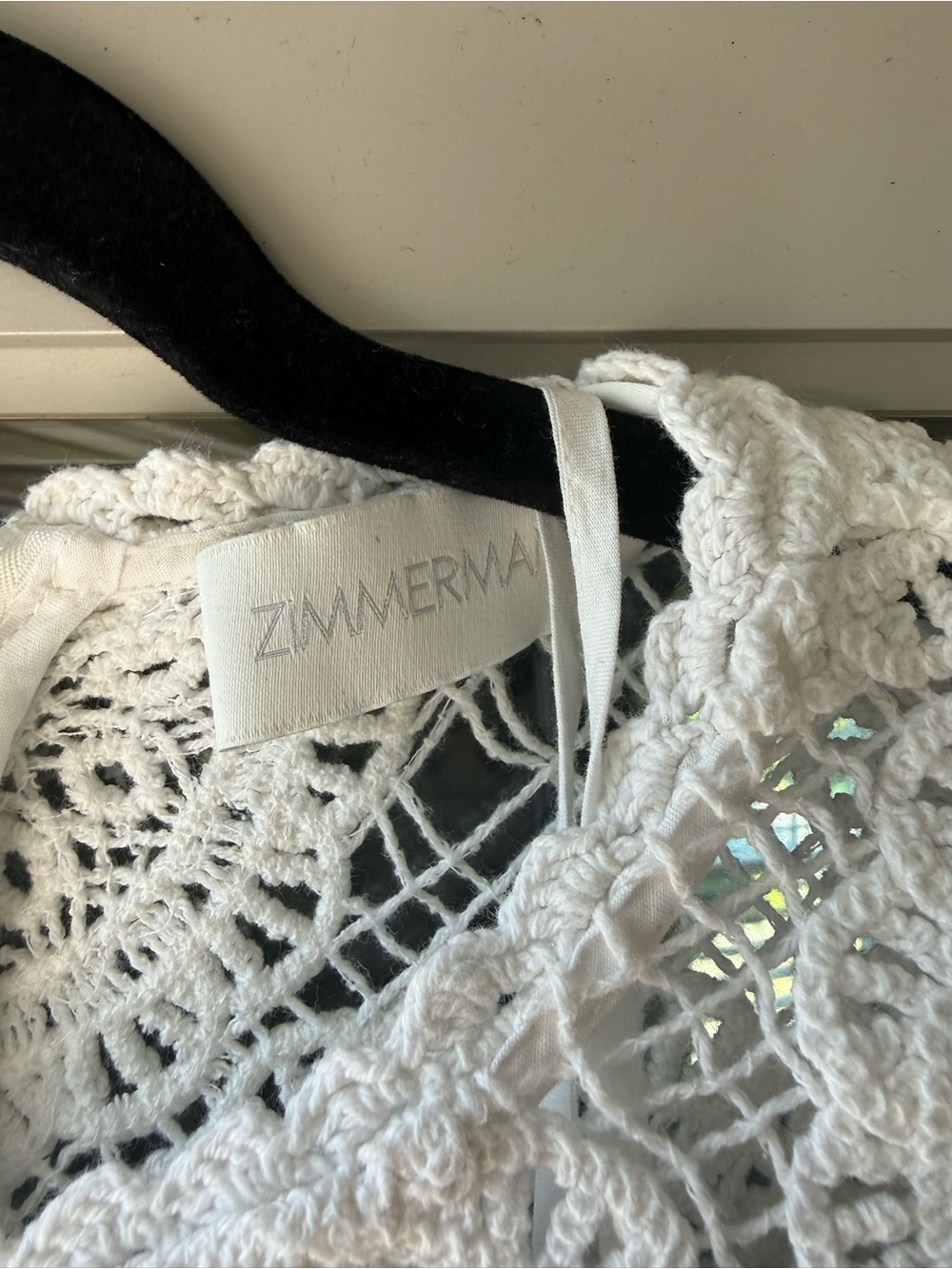 Zimmermann White Crochet Lace Long-Sleeve Mini Dress - Picture 4 of 4